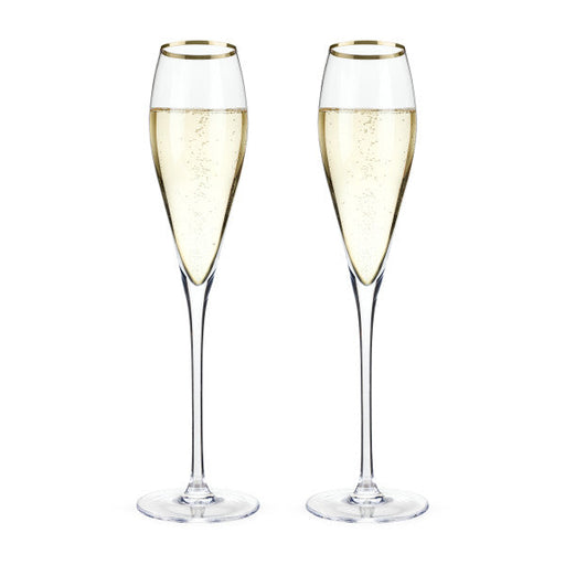 Gold-Rimmed Crystal Champagne Flutes by Viski® (4894)