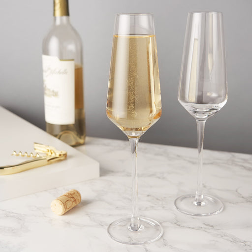 Angled Crystal Champagne Flutes by Viski®