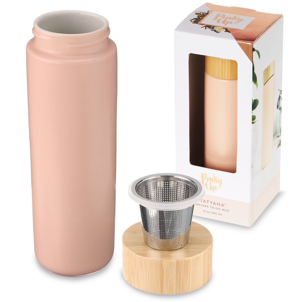 Tatyana Ceramic To-Go Infuser Mug in Coral by Pinky Up (10923)