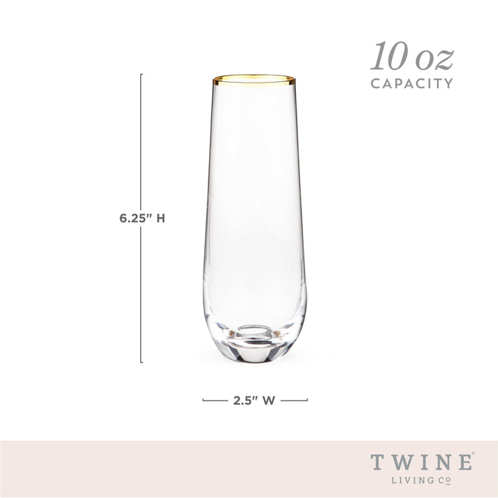 Gilded Stemless Champagne Flute Set by Twine Living® (10759)