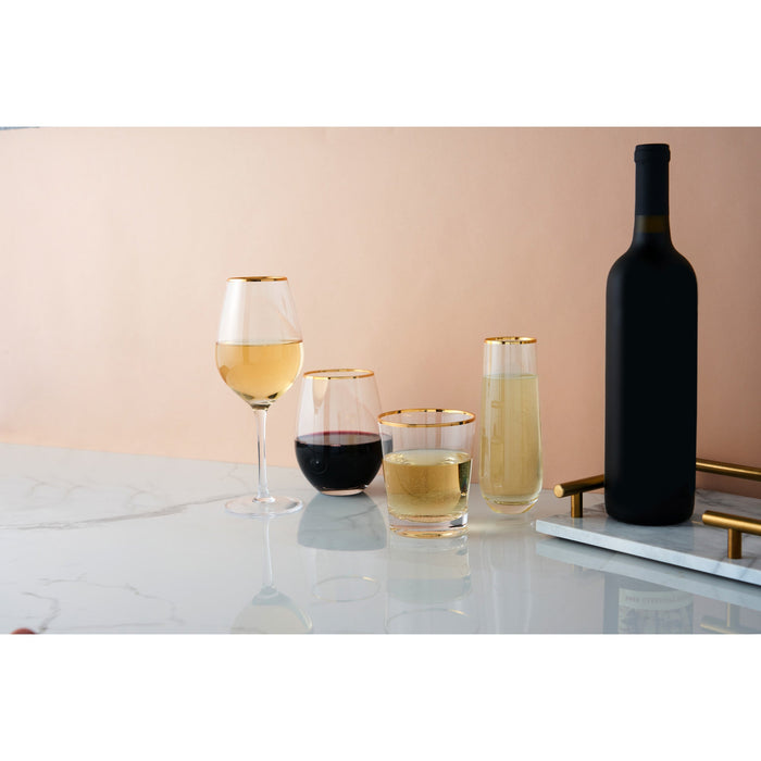 Gilded Stemless Champagne Flute Set by Twine Living® (10759)