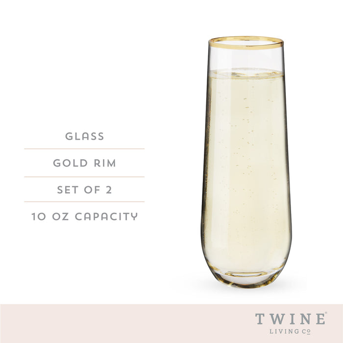 Gilded Stemless Champagne Flute Set by Twine Living® (10759)