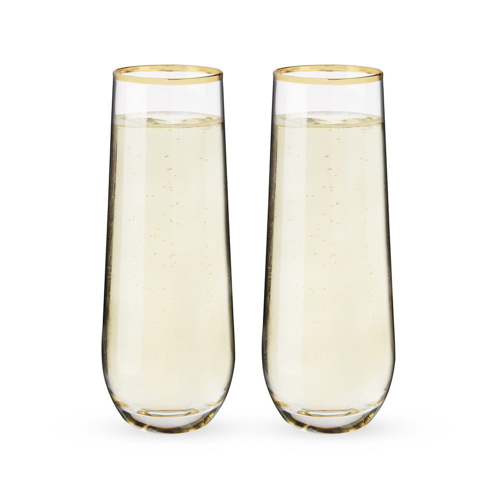 Gilded Stemless Champagne Flute Set by Twine Living® (10759)