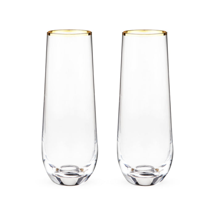 Gilded Stemless Champagne Flute Set by Twine Living® (10759)