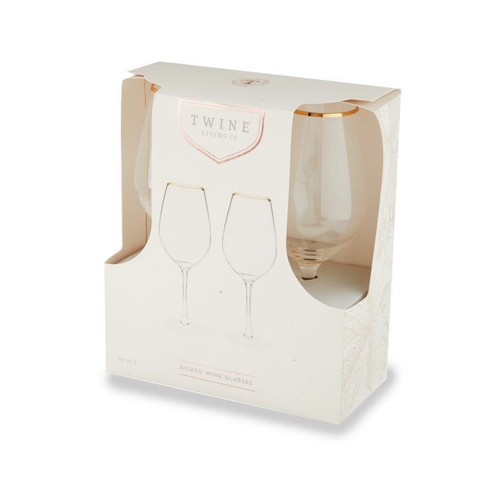 Gilded Stemmed Wine Glass Set by Twine Living® (10760)