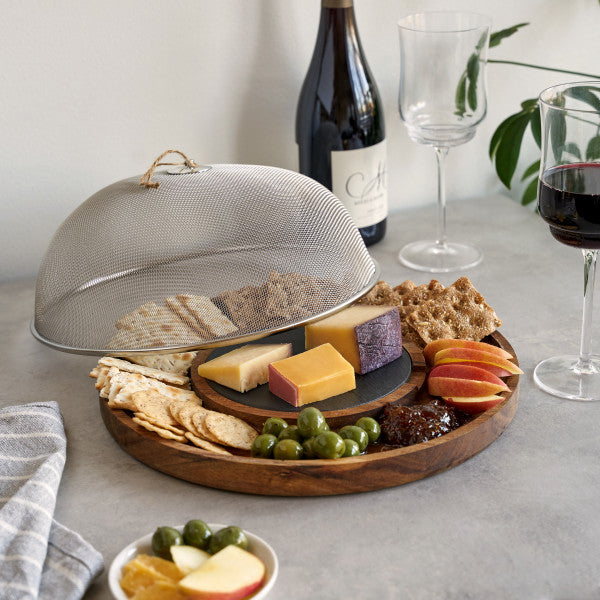 Modern Manor Slate & Acacia Cheese Board w/ Dome by Twine (10935)