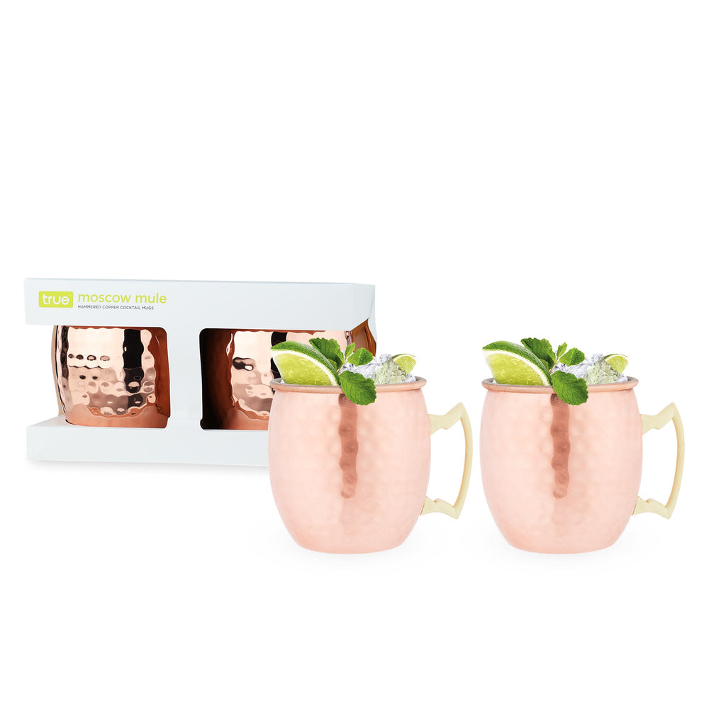 Hammered Moscow Mule Copper Mugs, 2 Pack, by True (7175)