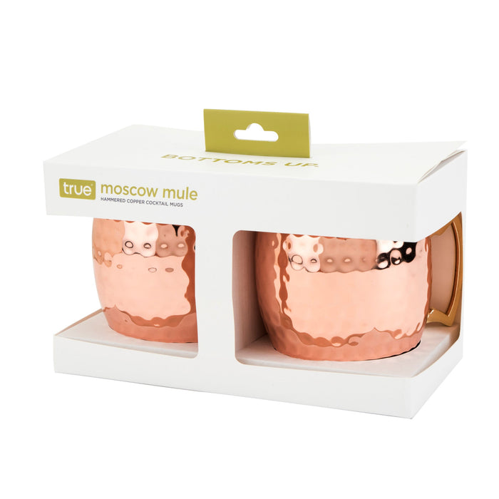 Hammered Moscow Mule Copper Mugs, 2 Pack, by True (7175)