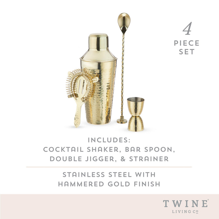 Gold Hammered Barware Set by Twine (10615)