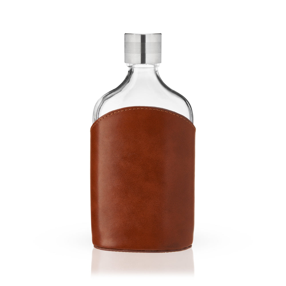 Parker Leather-Wrapped Glass Flask by Viski