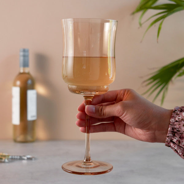 Tulip Stemmed Wine Glass in Amber by Twine Living (10878)