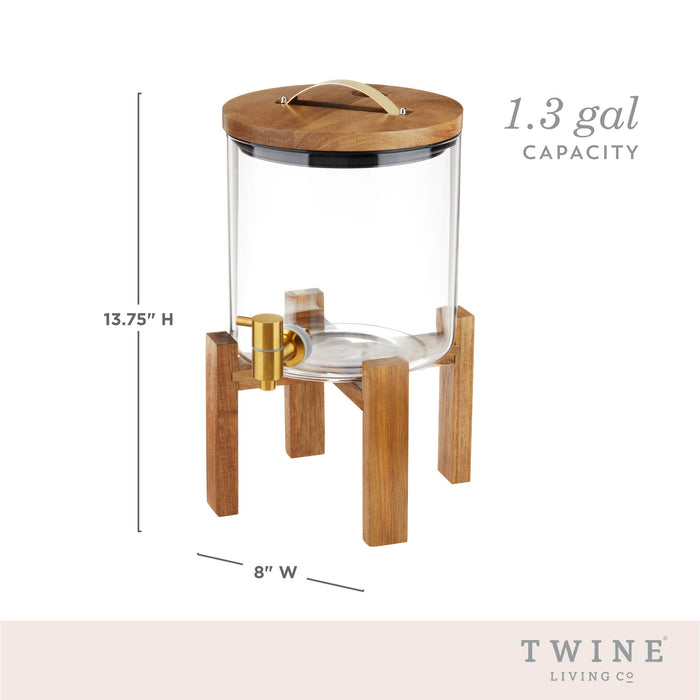 Modern Manor Wood & Glass Drink Dispenser by Twine Living (10957)