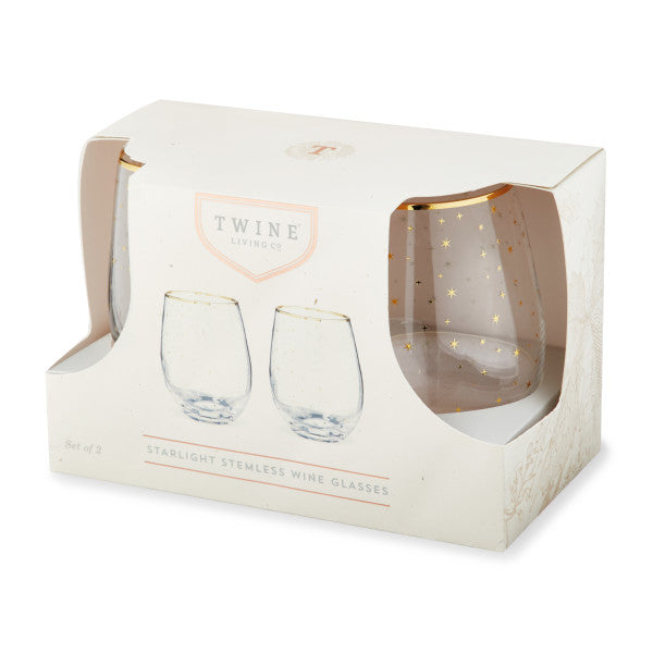 Starlight Stemless Wine Glass Set by Twine® (10484)