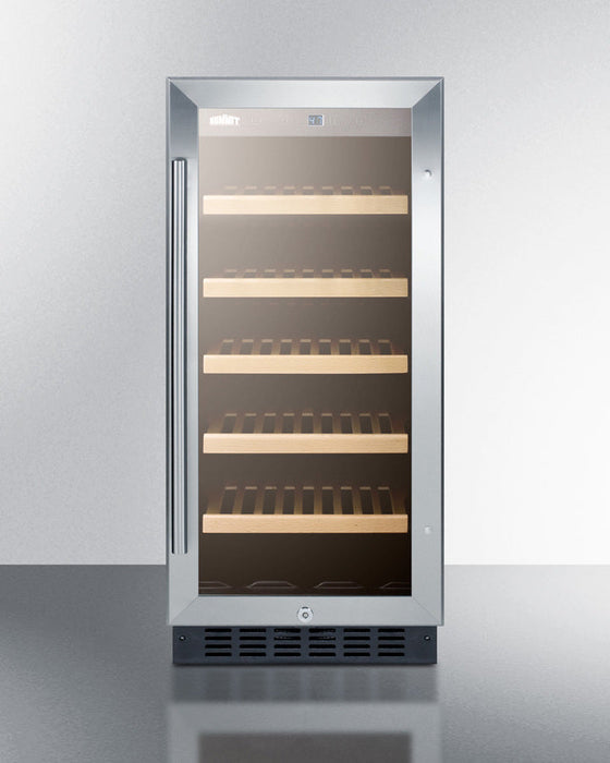 Summit - 15" 23-Bottle Single-Zone ADA Compliant Stainless Steel Glass Door Frame Wine Cooler, Reversible Door (ALWC15CSS)