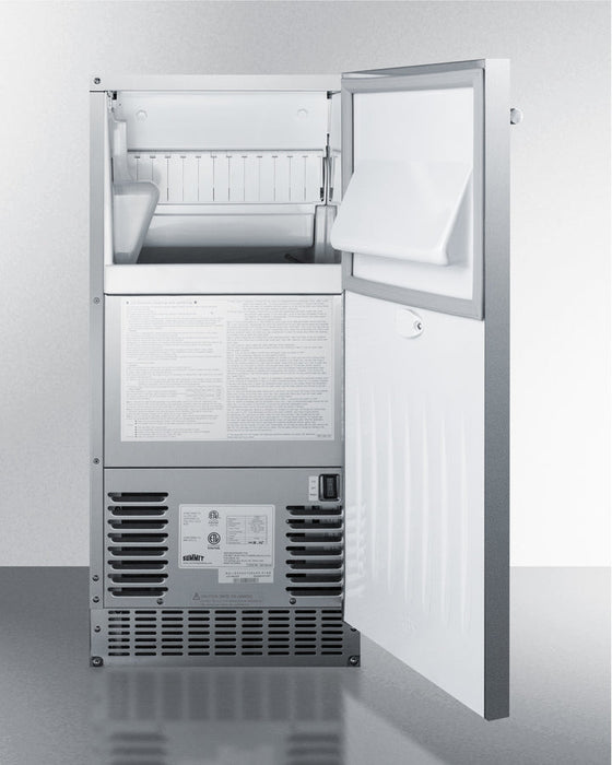 Summit - 15" Stainless Steel Indoor/Outdoor Clear Ice Maker, 26 lbs. Storage Capacity (BIM68OSGDR)