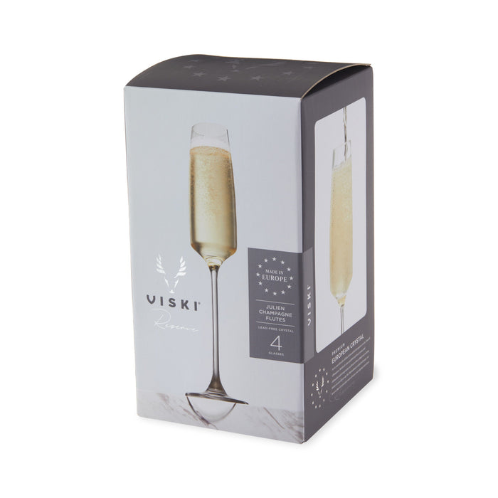 Reserve Julien Crystal Flute Glasses By Viski (set of 4)