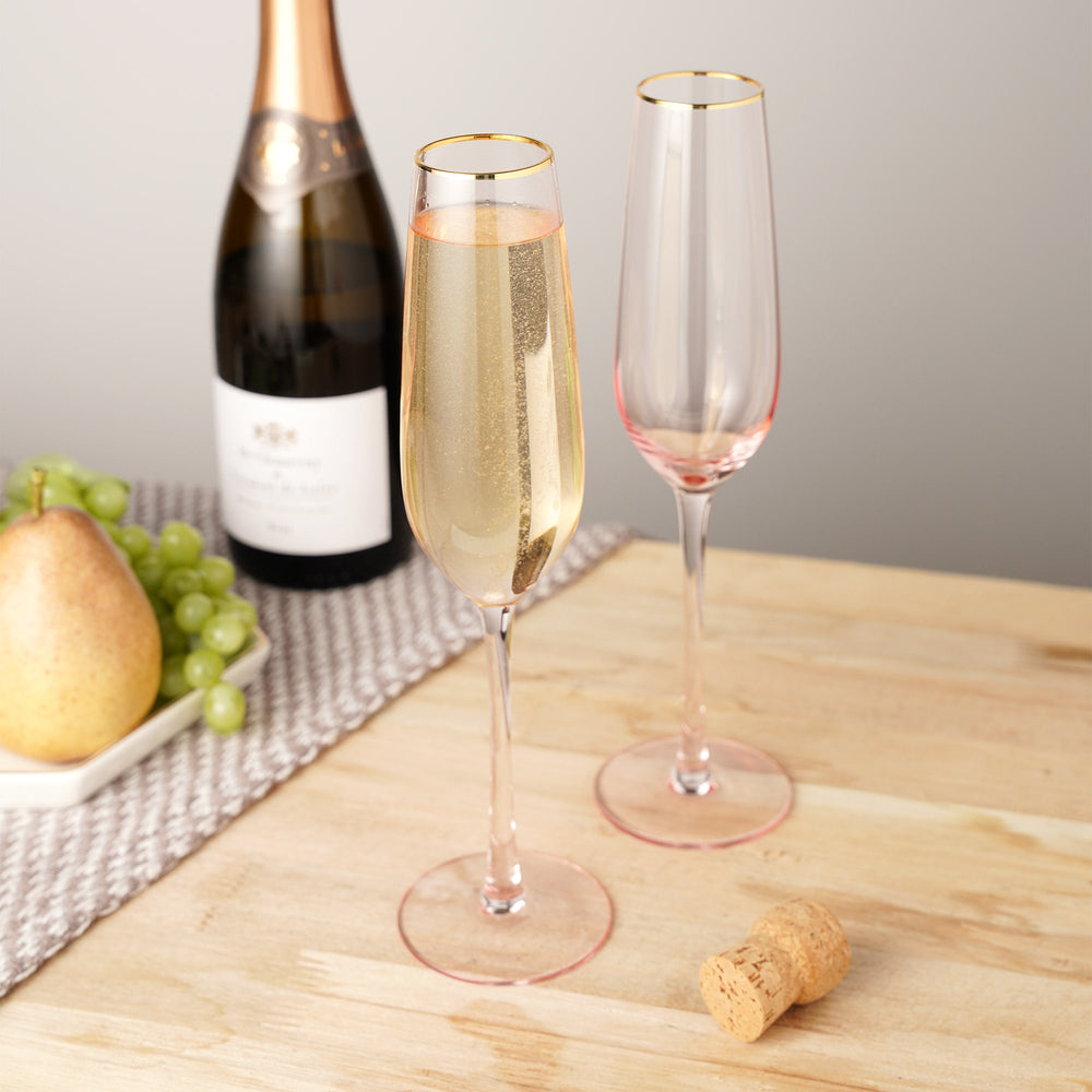 Rose Crystal Champagne Flute Set by Twine®