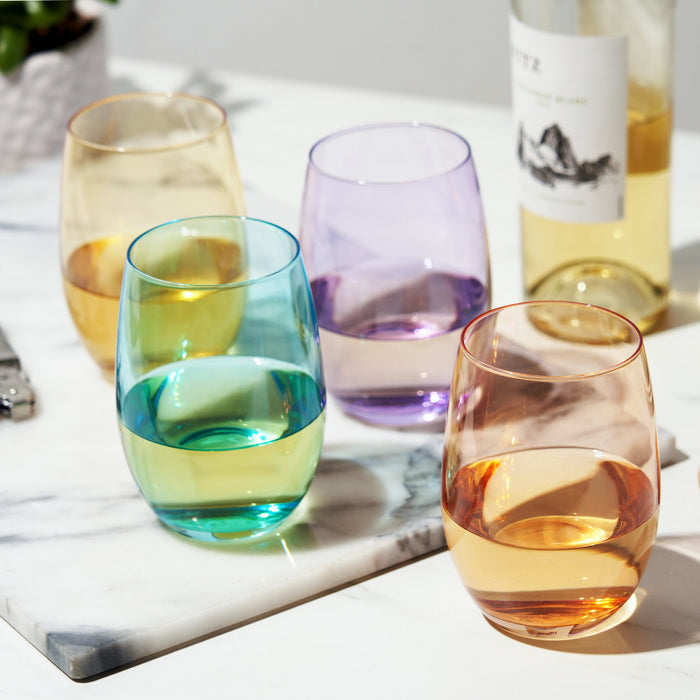 Color Stemless Wine Glass set of 4 by True (11415)