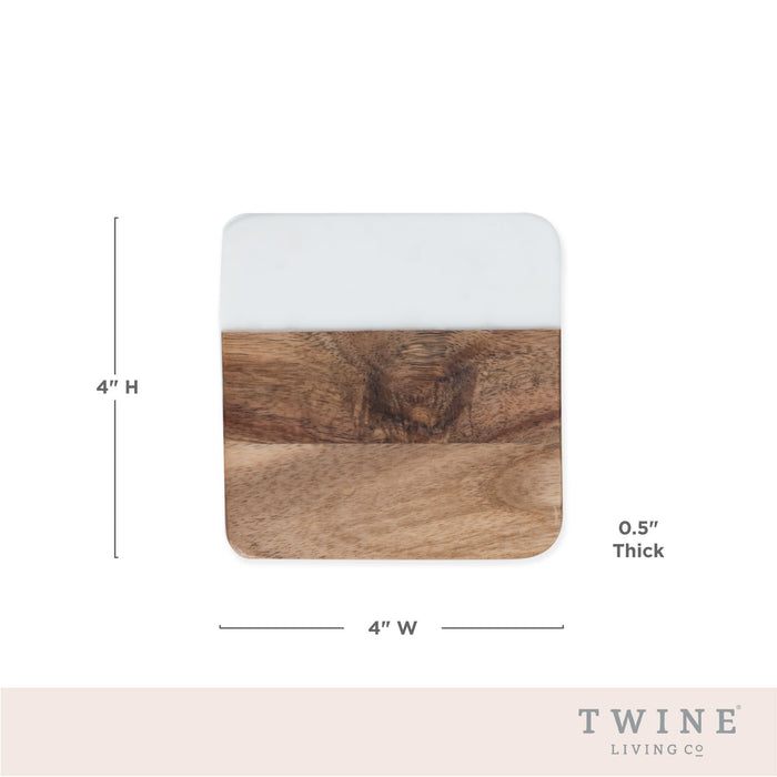 Marble & Acacia Coaster Set by Twine® (7672)