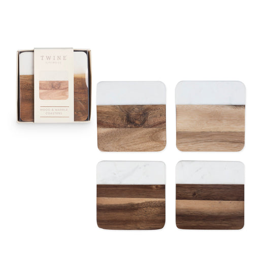 Marble & Acacia Coaster Set by Twine® (7672)