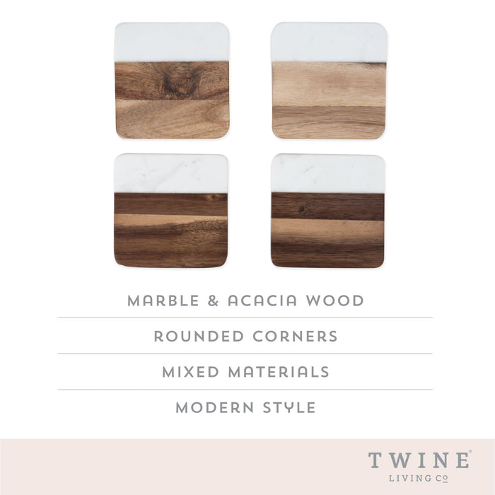 Marble & Acacia Coaster Set by Twine® (7672)