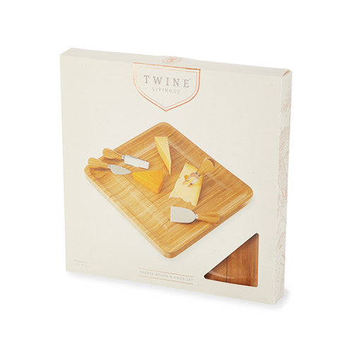 Four Piece Bamboo Cheese Board and Knife Set by Twine® (10162)