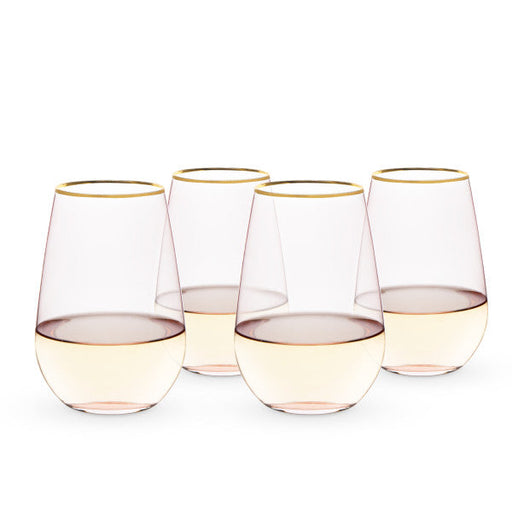 Rose 18 oz. Crystal Stemless Wine Glass Set of 4 by TwineÂ® (10836)