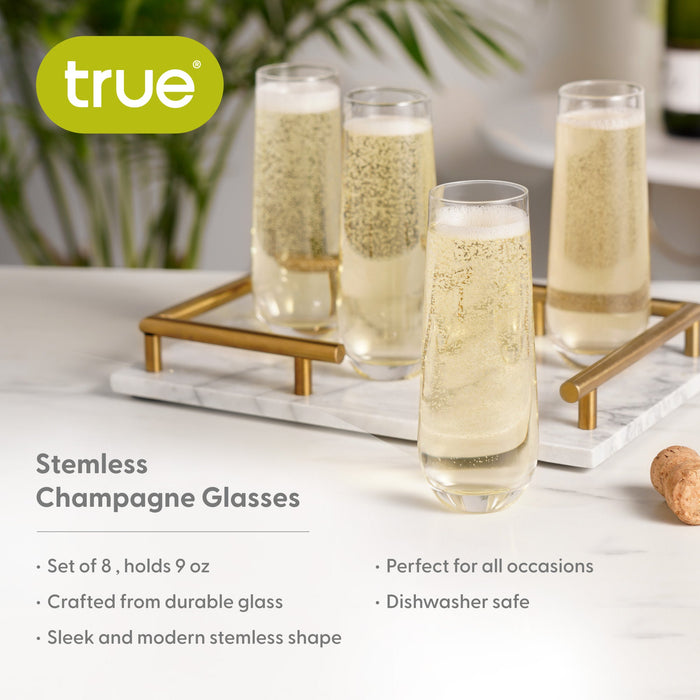 Stemless Champagne Flutes by True Set of 8 (11438)