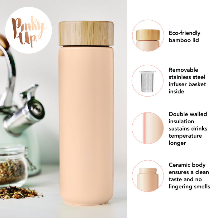 Tatyana Ceramic To-Go Infuser Mug in Coral by Pinky Up (10923)