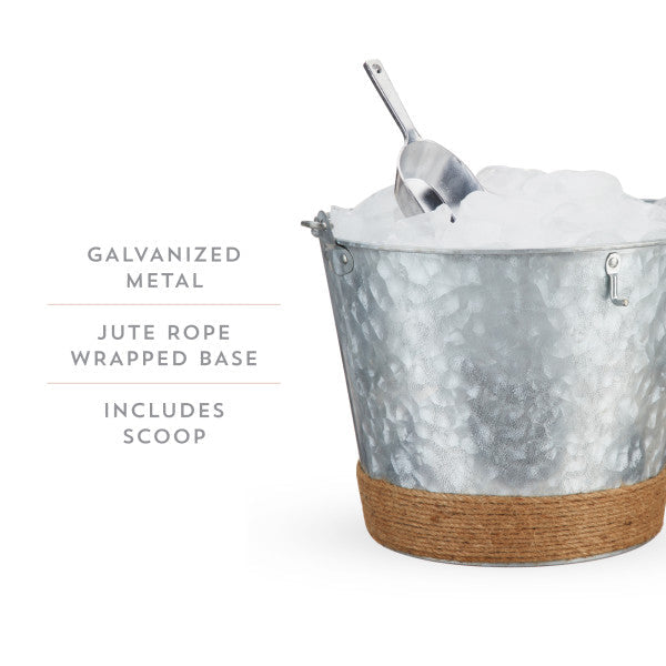 Jute Wrapped Galvanized Ice Bucket by Twine (10880)