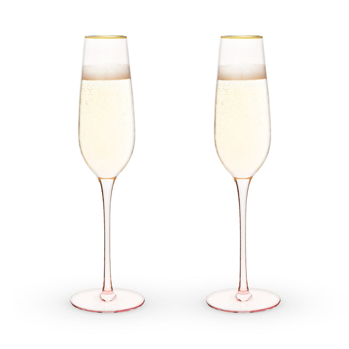 Rose Crystal Champagne Flute Set by Twine®