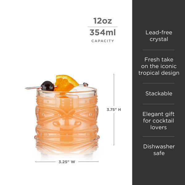 Pacific Crystal Tiki Lowball Tumblers Viski® (10865)