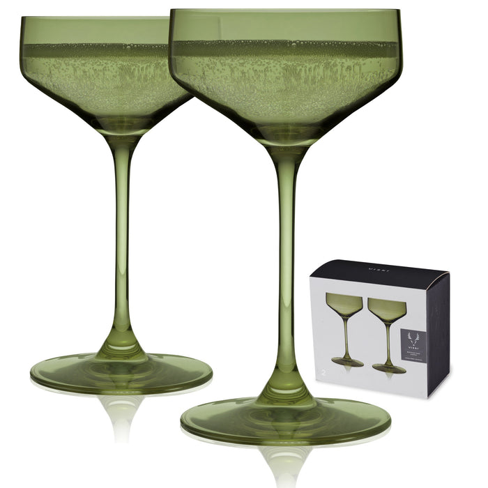 Reserve Nouveau Crystal Coupes in Sage by Viski (set of 2)