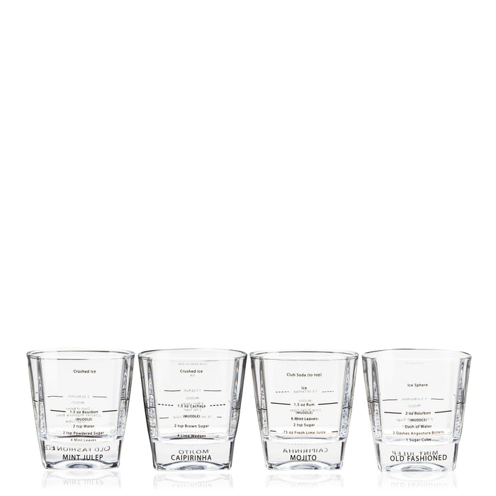 Recipe Rocks Glasses, Set of 4 by True (10975)