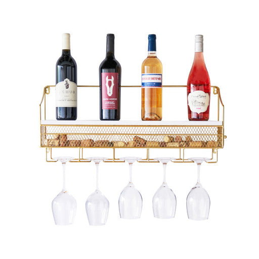 Gold Wall Mounted Wine Rack & Cork Storage (10617)