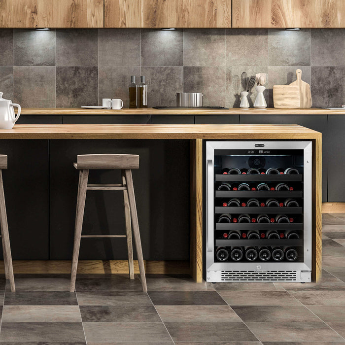 Whynter - 24" 46-Bottle Single-Zone Built-in Undercounter Stainless Steel Wine Cooler (BWR-408SB)