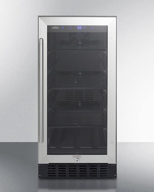 Summit - 15" Single-Zone ADA Compliant Beverage Center Stainless Steel - Glass Reversible Door (ALBV15CSS)