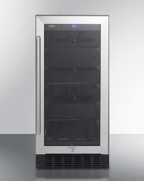 Summit - 15" Single-Zone ADA Compliant Beverage Center Stainless Steel - Glass Reversible Door (ALBV15CSS)