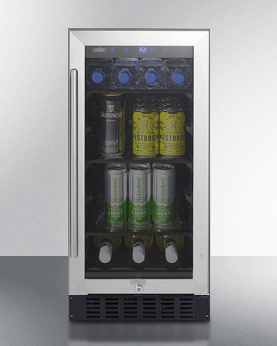 Summit - 15" Single-Zone ADA Compliant Beverage Center Stainless Steel - Glass Reversible Door (ALBV15CSS)