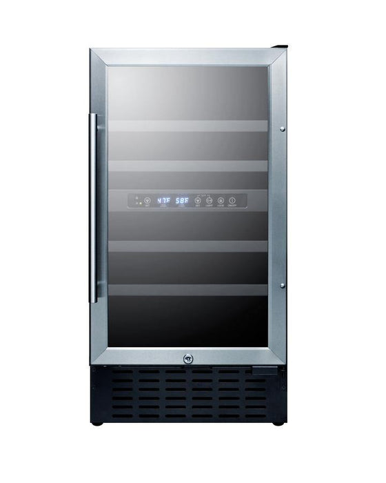 Summit - 18" 28-Bottle Dual-Zone Glass Door Wine Cooler (SWC182Z)