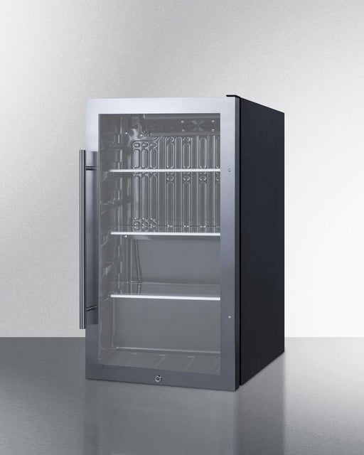 Summit - 19"  Shallow Depth ADA Compliant Glass Door Stainless Steel Frame Beverage Center, Reversible Door (SPR488BOSADA)