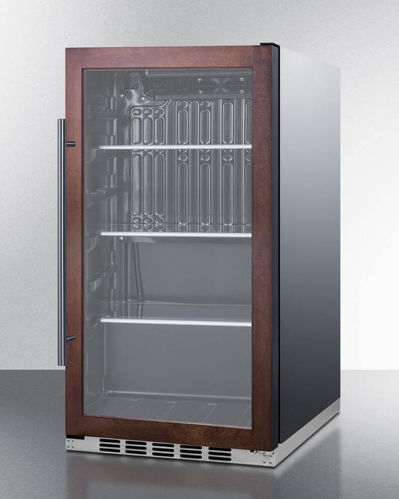 Summit - 19" Shallow Depth Glass Door Beverage Center, Stainless Steel Wrapped/Panel Ready Cabinet, Reversible Door (SPR488BOSCSS)