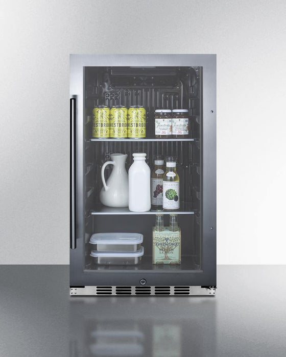 Summit - 19" Shallow Depth Stainless Steel Glass Door Beverage Center, Reversible Door (SPR488BOSH34CSS)