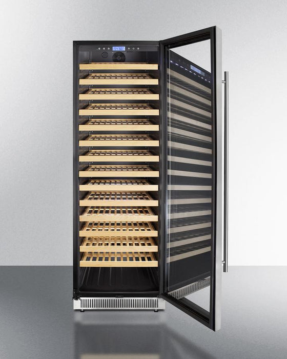 Summit - 24" 165-Bottle Single-Zone Wine Cooler w/ Glass Door Stainless Steel Frame, Black/Stainless Steel Wrapped Cabinet (SWC1926B)