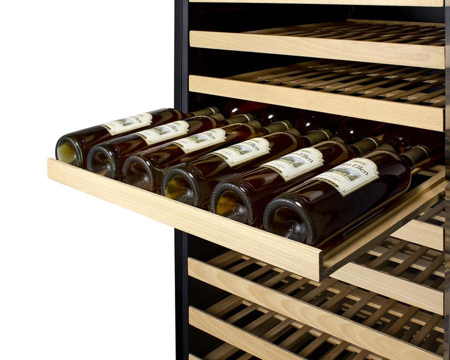 Summit - 24" 165-Bottle Single-Zone Wine Cooler w/ Glass Door Stainless Steel Frame, Black/Stainless Steel Wrapped Cabinet (SWC1926B)