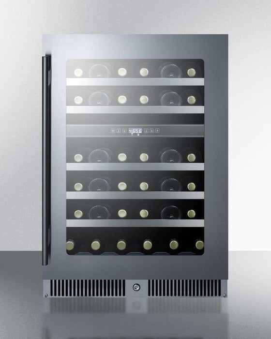 Summit - 24" 36-Bottle Dual-Zone Black Cabinet Stainless Steel Glass Door Frame Wine Cooler (CL244WC)