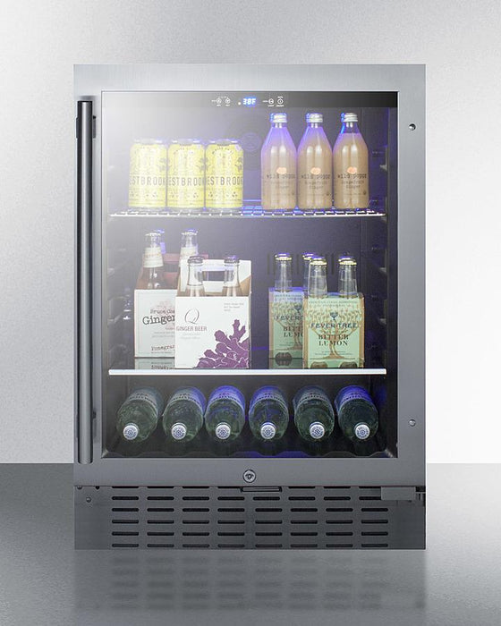 Summit - 24"  6-Bottle Single-Zone Beverage Center w/ Tempered Glass Stainless Steel Door Frame, Black/Stainless Steel/Panel Ready Cabinet (SCR2466B)