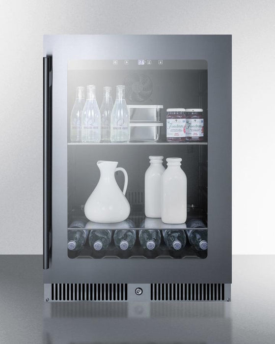 Summit - 24" Single-Zone Black Cabinet Stainless Steel Glass Door Frame Beverage Center (CL24BV)