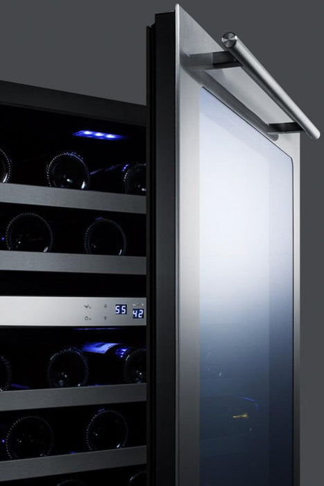 Summit - 24" 46-Bottle Dual-Zone Stainless Steel Glass Door Frame Wine Cooler, Black/Stainless Steel Wrapped Cabinet, Reversible Door (CL24WC2)