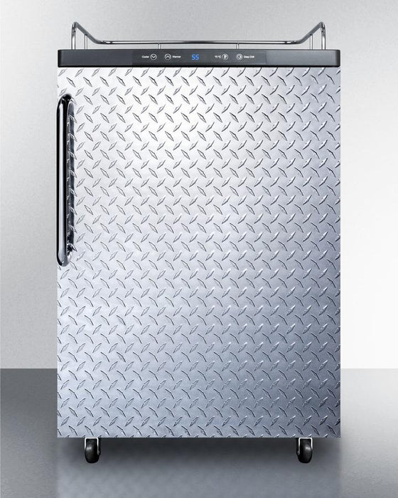 Summit - 24" Wide Kegerator in Diamond Plate Finish Door, Do-It-Yourself No Tapping Kit (SBC635MNKDPL)